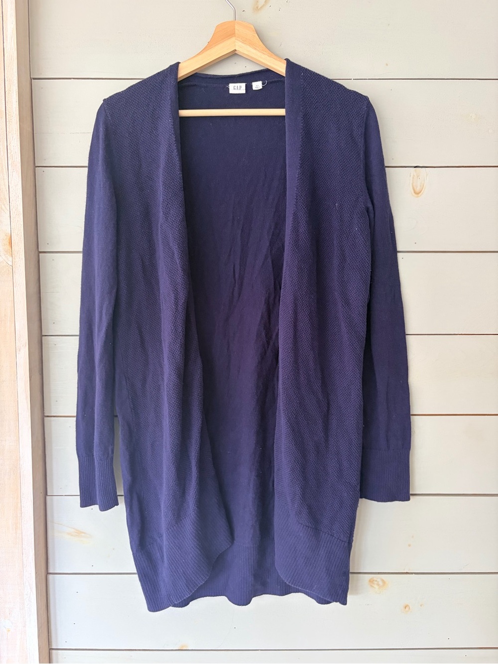 GAP Navy Textured Open Front Longline Cardigan – Small